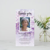 Begrafenis Dank u | Paarse bloemenfoto Kaart (Staand voorkant)