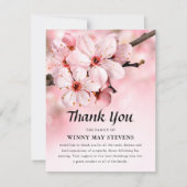 begrafenis dank u | Pink Blossom Memorial Bedankkaart (Voorkant)