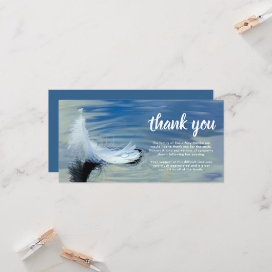 Begrafenis Dank u | Rouw Witte Doezel Kaart (Voorkant / Achterkant in situ)