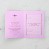 Begrafenis "Dank u" roze bloemen religieus Bedankkaart (Binnen)