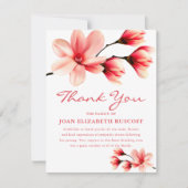 begrafenis dank u | Roze Magnolia Memorial Bedankkaart (Voorkant)