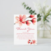 begrafenis dank u | Roze Magnolia Memorial Bedankkaart (Staand voorkant)