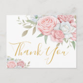 Begrafenis Dank u | Roze witte rozen Uitnodiging Briefkaart (Voorkant)