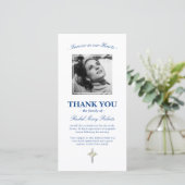 Begrafenis Dank u | Sympathy Blue Foto Bedankkaart (Staand voorkant)