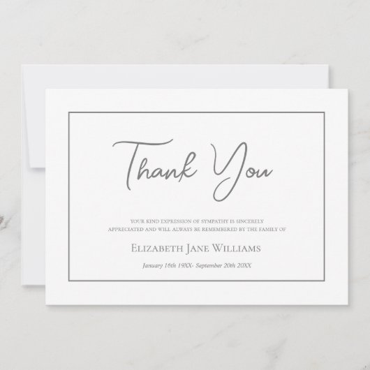 Begrafenis eenvoudig script bedankkaart (Voorkant)