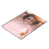 Begrafenis enkele roze roos en witte duif notitieboek (Linkerzijde)