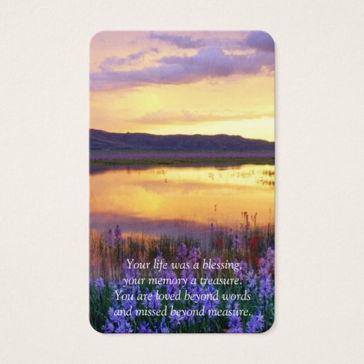 Begrafenis Floral Lake Memorial Gebed Sympathie Ca Visitekaartje (Voorkant)