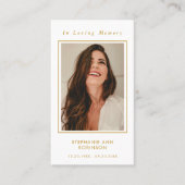 Begrafenis Foto Memorial Goud Script Gebed Kaart Visitekaartje (Voorkant)