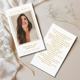 Begrafenis Foto Memorial Goud Script Gebed Kaart Visitekaartje