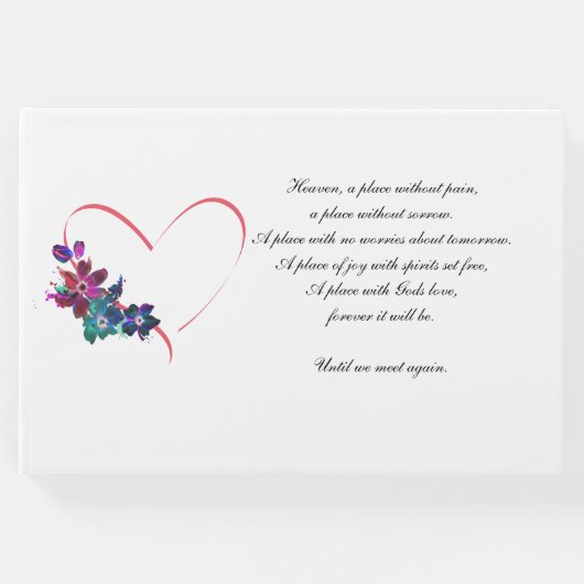 Begrafenis Gastboek hart en bloemen. Gastenboek (Voorkant)