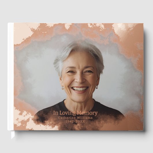 Begrafenis Gastboek Roos Gold Clouds Folie Gastboe Gastenboek (Voorkant)