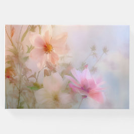 Begrafenis gastenboek roze en blauw bloemen