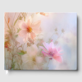 Begrafenis gastenboek roze en blauw bloemen