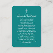 Begrafenis Gebed Gedachtenis Blauwgroen Kaarten Visitekaartje (Achterkant)