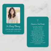 Begrafenis Gebed Gedachtenis Blauwgroen Kaarten Visitekaartje (Voorkant / Achterkant)