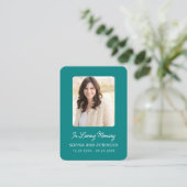 Begrafenis Gebed Gedachtenis Blauwgroen Kaarten Visitekaartje (Staand voorkant)