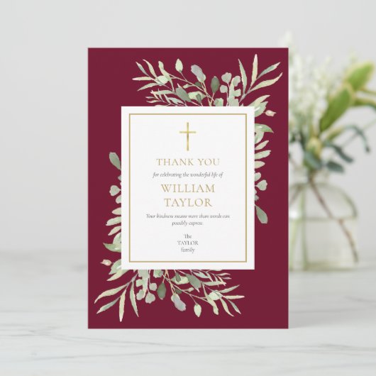 Begrafenis Gedenkblad Bourgondië Christelijk Bedankkaart (Staand voorkant)