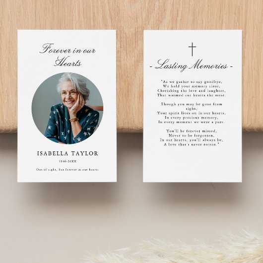 Begrafenis Gedenkteken Katholiek Kruis Foto Gebed Visitekaartje