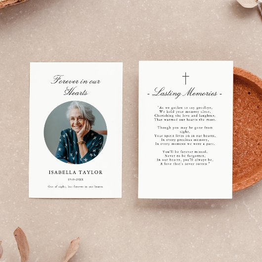 Begrafenis Gedenkteken Katholiek Kruis Foto Gebed Visitekaartje