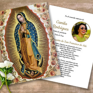 Begrafenis Guadalupe Spaanse Gebed Sympathie Kaart Visitekaartje