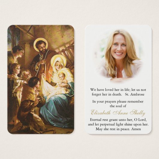 Begrafenis Heilige Familie Verlies Gebed Sympathie Visitekaartjes (Voorkant /achterkant)