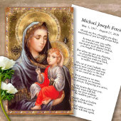 Begrafenis Heilige Moeder Memorial Gebed Sympathie Visitekaartje