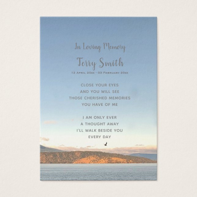 Begrafenis / Herdenking Gebed Kaart (Voorkant)