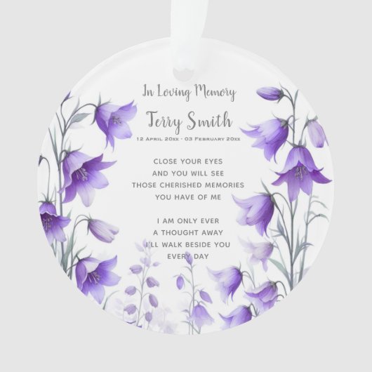 Begrafenis / Herdenking Ornament (voorkant)