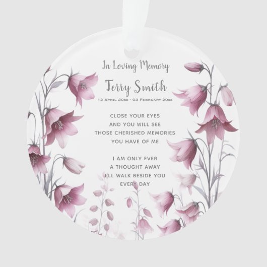 Begrafenis / Herdenking Ornament (voorkant)