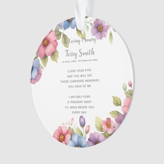 Begrafenis / Herdenking Ornament (voorkant)