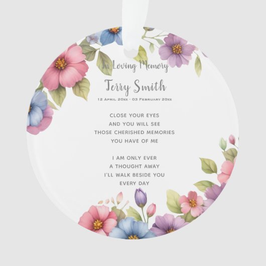 Begrafenis / Herdenking Ornament (voorkant)