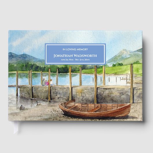 Begrafenis Houten Boot op Derwentwater Lake Distri Gastenboek (Voorkant)