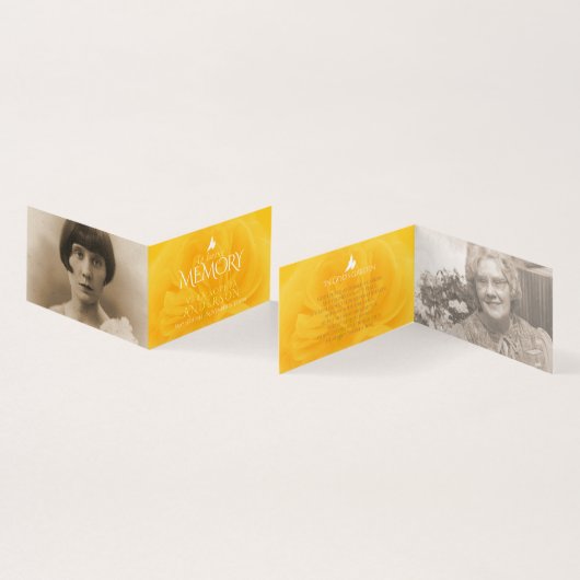 Begrafenis in liefdevolle geheugen gele rose gedic kaart (Binnen en buitenkant)