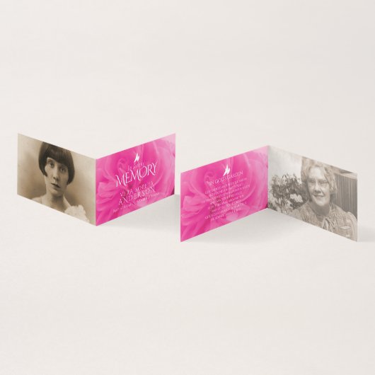 Begrafenis in liefdevolle geheugen roze gedicht ka kaart (Binnen en buitenkant)