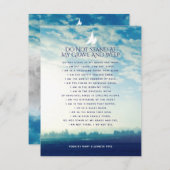 Begrafenis in liefdevolle geheugenwolken gebed / g informatiekaartje (Voorkant / Achterkant)