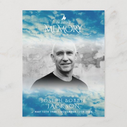 Begrafenis in liefdevolle geheugenwolken gebed / g informatiekaartje (Achterkant)