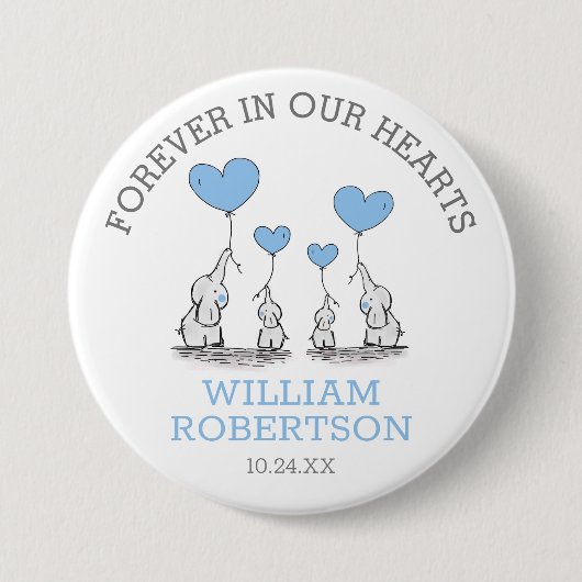 Begrafenis in liefdevolle herinnering | Blue Heart Ronde Button 7,6 Cm (Voorkant)