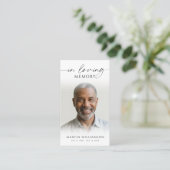 Begrafenis in liefdevolle herinnering Foto Modern Visitekaartje (Staand voorkant)