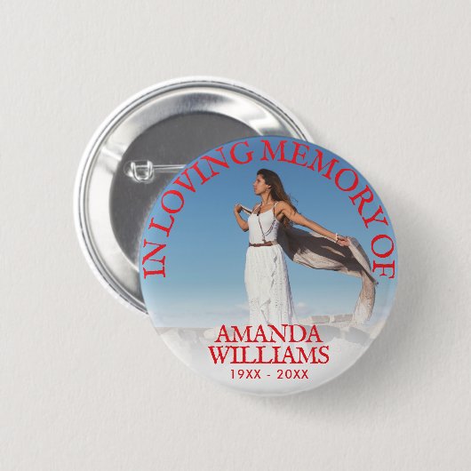 Begrafenis in liefdevolle herinnering Foto rood Ronde Button 5,7 Cm (Voorkant /achterkant)