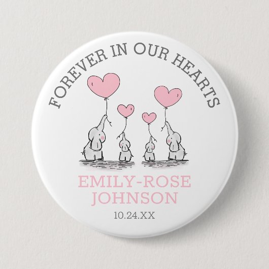 Begrafenis in liefdevolle herinnering | Pink Heart Ronde Button 7,6 Cm (Voorkant)