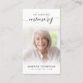 Begrafenis in liefdevolle herinnering Script Foto  Visitekaartje (Voorkant)