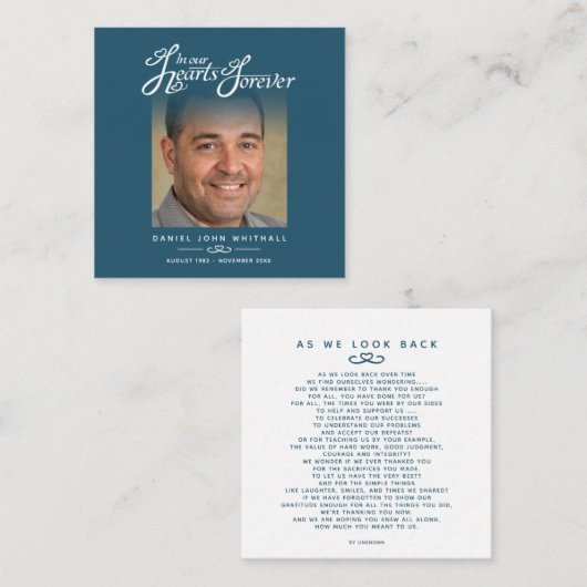 Begrafenis in ons hart Als we terugkijken naar ged Notitiekaartje (Voorkant / Achterkant)