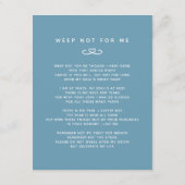 Begrafenis in ons hart blauw wit foto gedichtenkaa informatiekaartje (Achterkant)