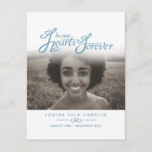 Begrafenis in ons hart blauw wit foto gedichtenkaa informatiekaartje (Voorkant)