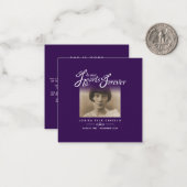 Begrafenis in ons hart is ze weg gedicht paarse notitiekaartje (Voorkant / Achterkant in situ)