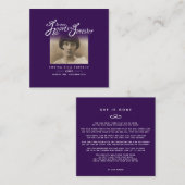 Begrafenis in ons hart is ze weg gedicht paarse notitiekaartje (Voorkant / Achterkant)