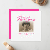 Begrafenis in ons hart is ze weg gedicht roze wit notitiekaartje (Voorkant / Achterkant in situ)