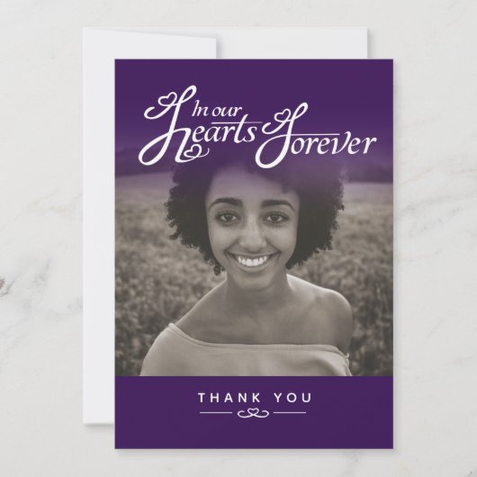 Begrafenis in ons hart paarse bedankkaart (Voorkant)