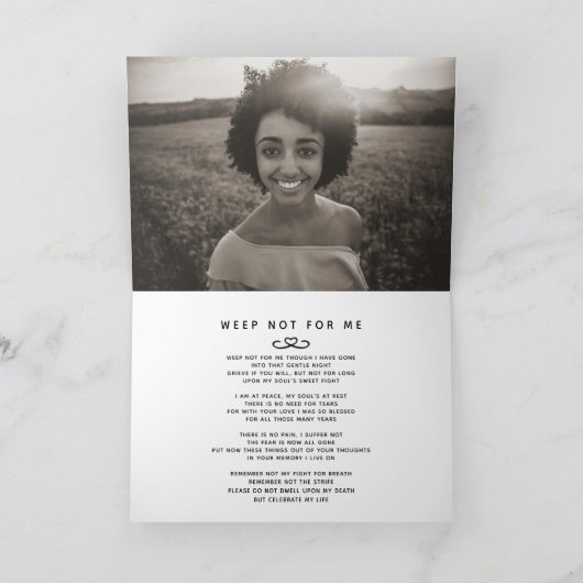 Begrafenis in ons hart voor altijd zwart gedicht bedankkaart (Binnen)