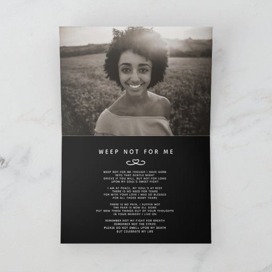 Begrafenis in ons hart voor altijd zwart gedicht kaart (Binnen)